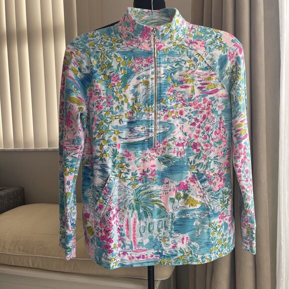 Lilly Pulitzer Skipper Popover Rare Print Postcards From Positano UPF 50+ Small - Picture 2 of 8